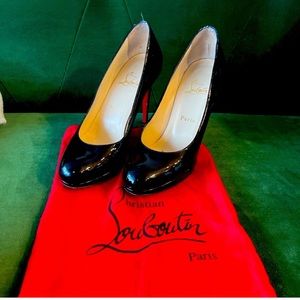 christian louboutin black patent pumps